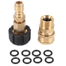 Adapterset voor hogedrukreiniger, snelkoppeling, M22 14mm draaikoppeling naar metrische aansluiting, M22-14 + 3/8 inch stekker, ontkoppelbare