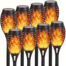 4/6/8/12pcs Solar Garden Lights with Flickering Flame Effect, Weatherproof, Compatible with Outdoor Landscaping & Pathway Lighting