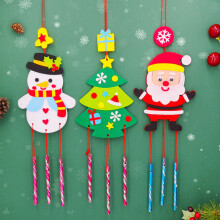 SUSUchens Weihnachts-Windspiel zum Selbermachen, Schneemann, Hirsch, Weihnachtsmann, Windspiel-Ornament, Vlies-Windspiel, Glockenstil A