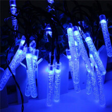Luzes de Natal solares para exterior, com 20 LEDs em formato de chuva de meteoros e pingentes de gelo, na cor azul - Compatíveis com decorações de