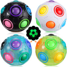 4 Pcs Rainbow Fidget Ball Puzzle Toy Set, Glow ColorMatching Brain Teaser for Kids Stress Relief