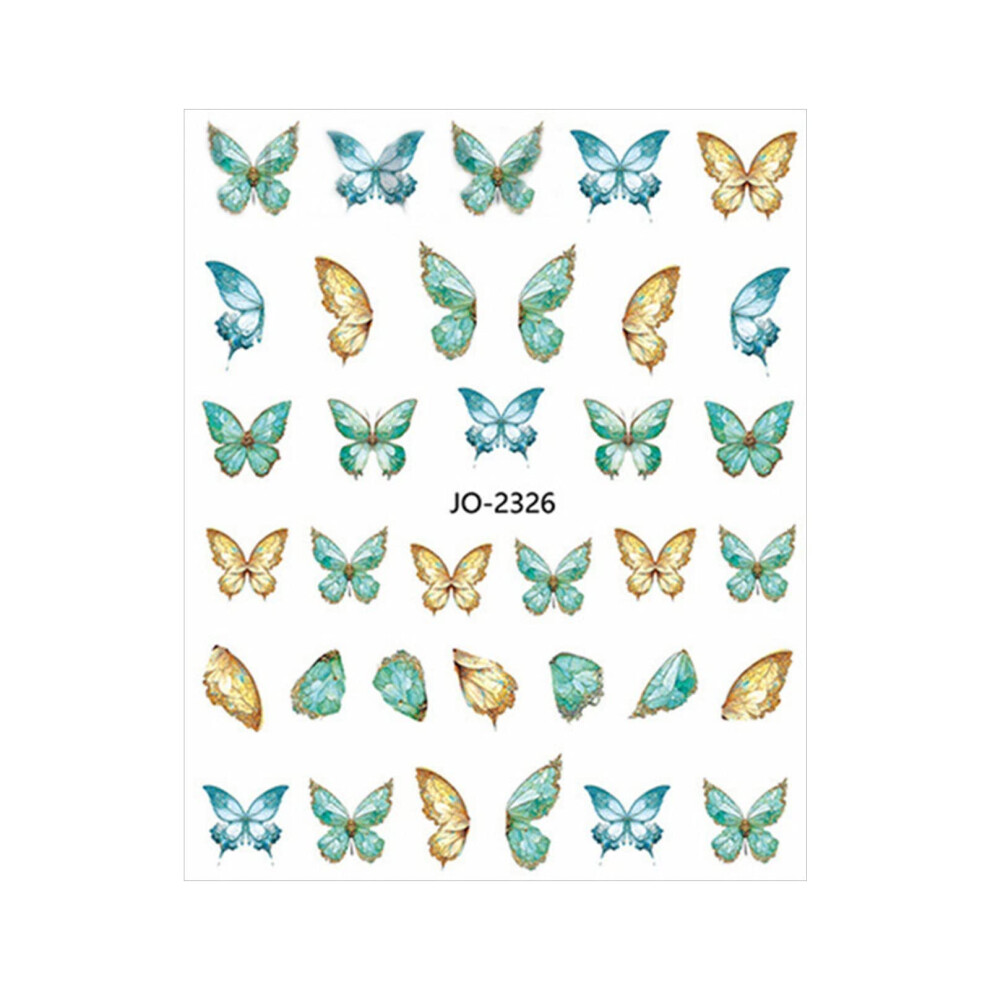 3D Butterfly Nail Art Stickers Watercolor Pearl Fairy Design Easy Peel Mixed Pattern Variety