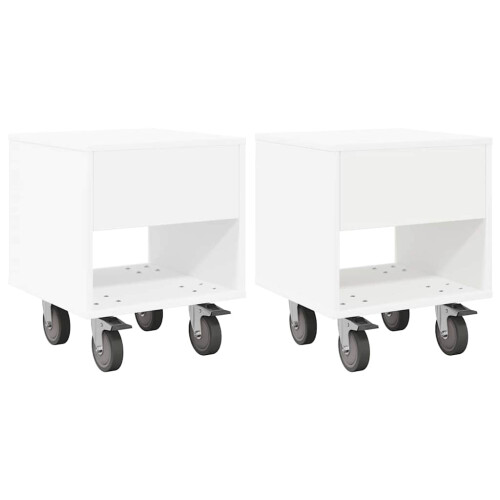 Berkfield Bedside Table 2 pcs White 40.5 x 40 x 48 cm Engineered Wood 1