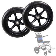 12 Inch Wheelchair Rear Wheels Pair, Solid PU NonInflatable Tires, Puncture Resistant and Easy Installation