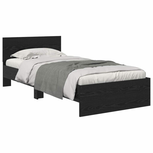 Berkfield Bed Frame with Headboard Black Oak 90 x 190 cm Engineered Wood 2