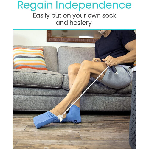Sock Aid for Seniors with Long Pulling Straps, Easy On and Off Compression Sock Helper Tool 2