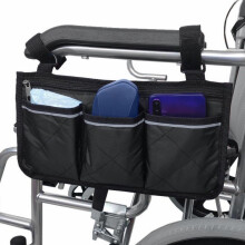 Wheelchair Side Bag Organizer with Multiple Pockets, Universal Armrest Pouch for Easy Access Storage