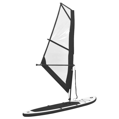 Berkfield Inflatable Stand Up Paddleboard with Sail Set Black and White 1
