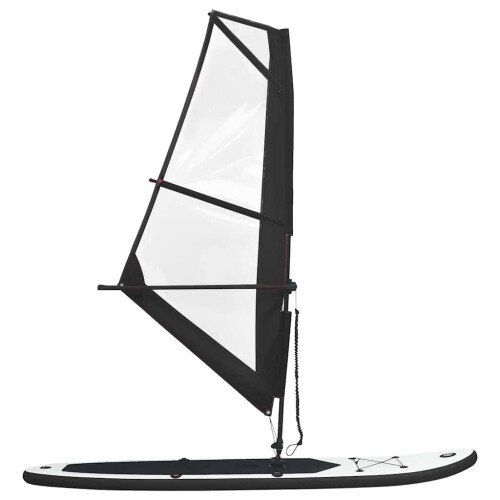 Berkfield Inflatable Stand Up Paddleboard with Sail Set Black and White 2