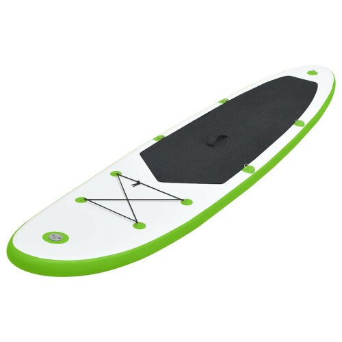 Berkfield Inflatable Stand Up Paddle Board Set Green and White 1
