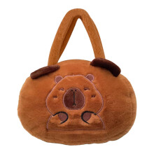 Capybara Plush Bag Cute Brown Pencil Case with Soft Plush Texture for School and Travel