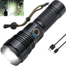 Rechargeable LED Flashlight 100000 Lumens Ultra Bright, USB Fast Charging IPX6 Waterproof Torch for Camping Outdoor