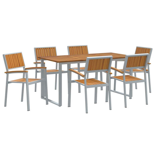 Berkfield Garden Dining Set 7 pcs Grey Solid Acacia Wood 1