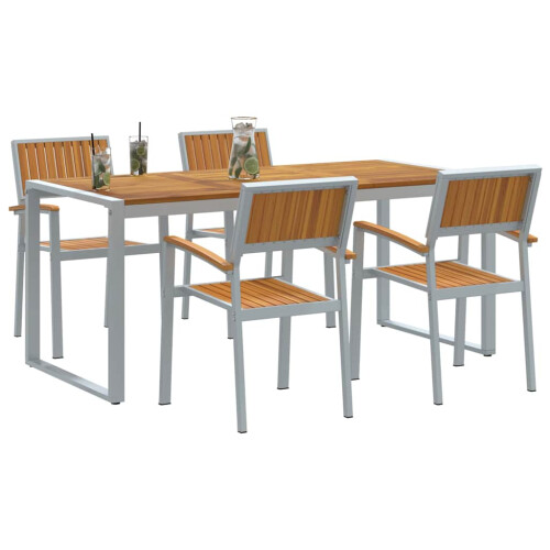 Berkfield Garden Dining Set 5 pcs Grey Solid Acacia Wood 2