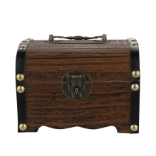 Wooden Piggy Bank with Secure Lock, Handmade Wooden Money Box for Coins and Cash, Brown Carved Finish