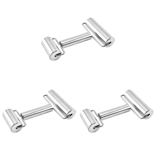3Pcs Silver Double Head Stainless Steel Rolling Pins for Pastry Baking