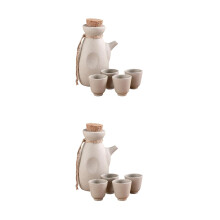 2Sets Keramische Sakepotten Beige Stijlvol Voor Thuisgebruik En
