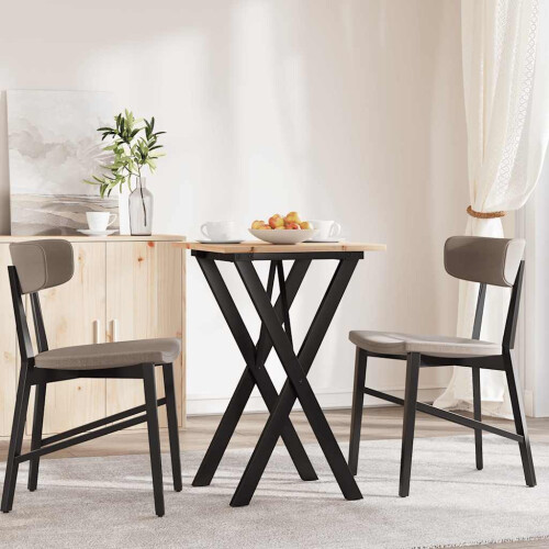 Berkfield Dining Table X-Frame 50x50x75 cm Solid Wood Pine and Steel 2