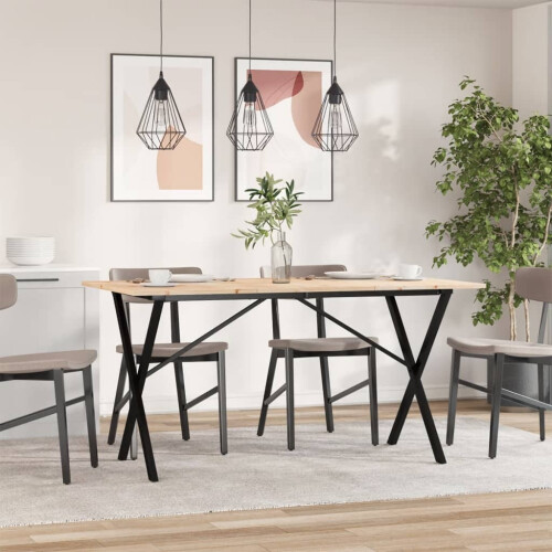 Berkfield Dining Table X-Frame 160x80x75 cm Solid Wood Pine and Steel 2