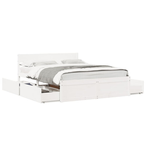 Berkfield Bed Frame without Mattress White 150x200 cm King Size Solid Wood Pine 1