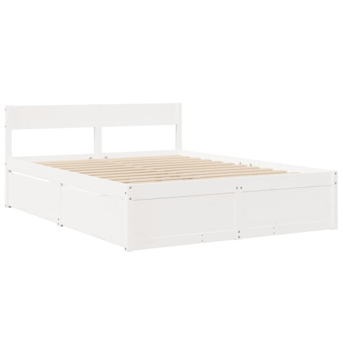 Berkfield Bed Frame without Mattress White 150x200 cm King Size Solid Wood Pine 2