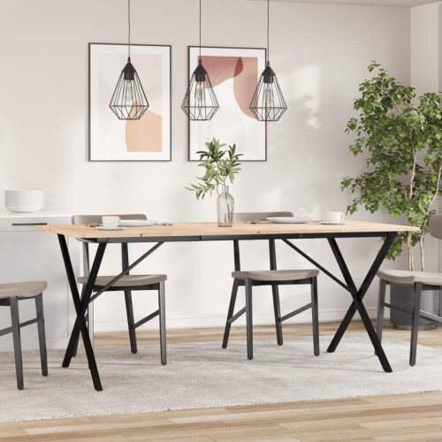 Berkfield Dining Table X-Frame 180x90x75 cm Solid Wood Pine and Steel 2