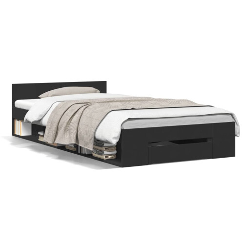 Berkfield Bed Frame with Drawer without Mattress Black 90x190 cm Single 1