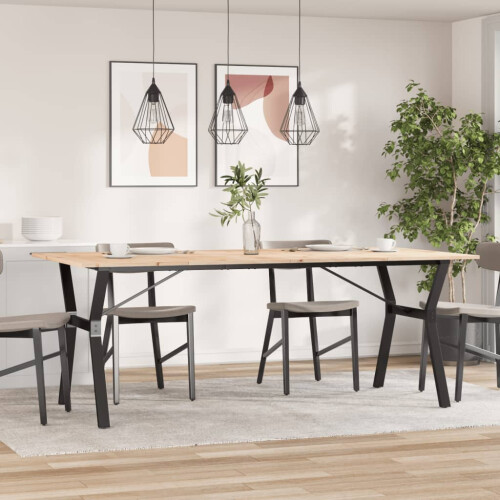 Berkfield Dining Table Y-Frame 200x100x75 cm Solid Wood Pine and Steel 2