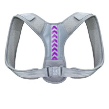 Adjustable Posture Corrector and Back Support Belt for Better Alignment, Unisex Breathable Gray Purple Small