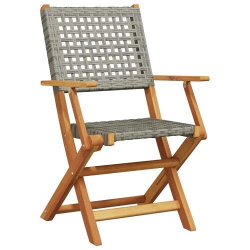 Berkfield 3 Piece Bistro Set Grey Poly Rattan and Solid Wood 2