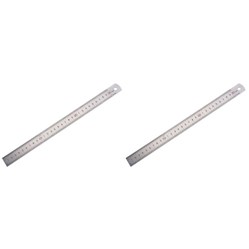 2Pcs Stainless Steel Ruler Metal Double Sided Measuring Tool