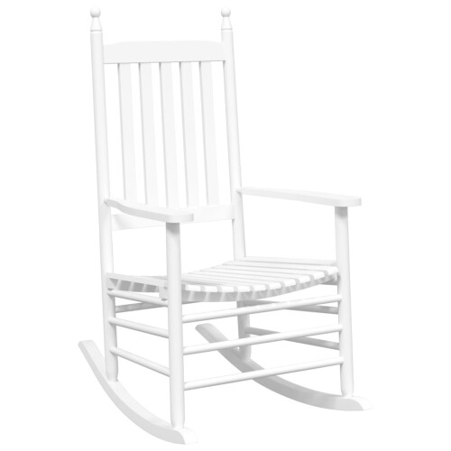 Berkfield Rocking Chairs 2pcs with Foldable Table White Solid Wood Poplar 2