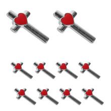 10Pcs Alloy Love Heart Brooch Pins, Faith Cross Lapel Pins for Jackets