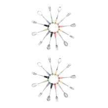 24Pcs Rustproof Stainless Steel Pet Food Scoop and Fork for Dogs Cats