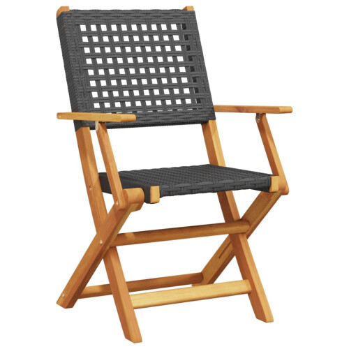 Berkfield 3 Piece Bistro Set Black Poly Rattan and Solid Wood 2