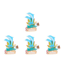 4Pcs Assorted Color Dolphin Desk Ornament with Tiny Glass Cork Bottles