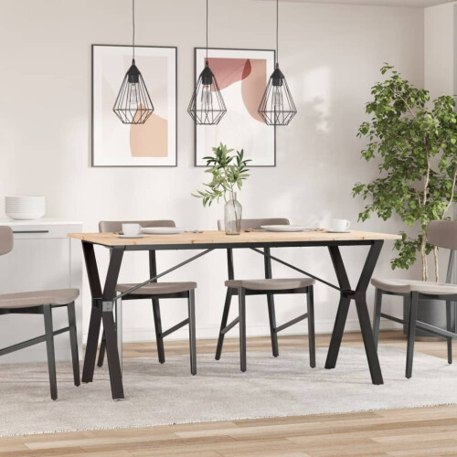 Berkfield Dining Table Y-Frame 160x80x75 cm Solid Wood Pine and Steel 2