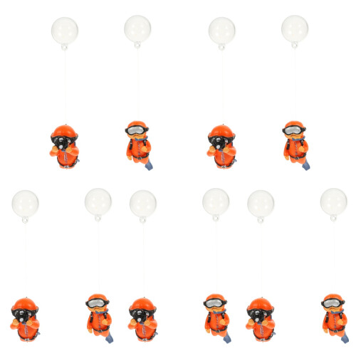 10Pcs Orange PVC Floating Diver Figure Decorative Aquarium Accessory