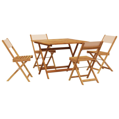 Berkfield 5 Piece Garden Dining Set Beige Fabric and Solid Wood 1