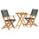Berkfield 3 Piece Bistro Set Black Poly Rattan and Solid Wood 2