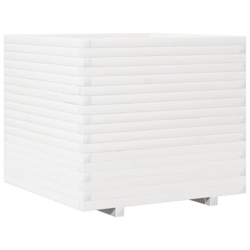 Berkfield Garden Planter White 80x80x72 cm Solid Wood Pine 1