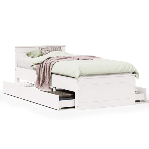 Berkfield Bed Frame without Mattress with Headboard White 90x190 cm Single Solid Wood Pine 1