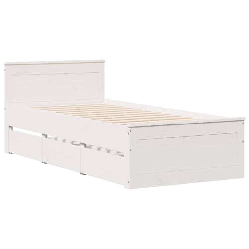 Berkfield Bed Frame without Mattress with Headboard White 90x190 cm Single Solid Wood Pine 2