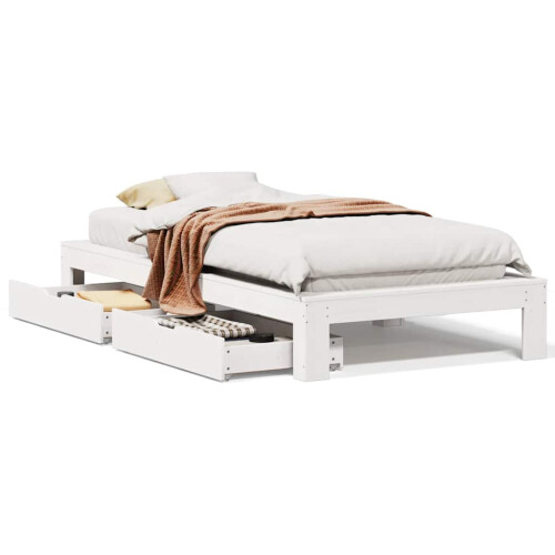 Berkfield Bed Frame without Mattress White 75x190 cm Small Single Solid Wood Pine 1