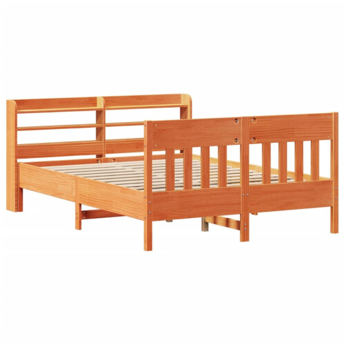 Berkfield Bed Frame without Mattress Wax Brown 120x190 cm Small Double Solid Wood Pine 2