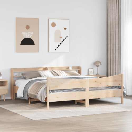 Berkfield Bed Frame with Headboard 180x200 cm Super King Solid Wood Pine 2