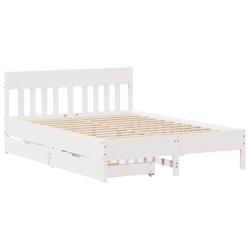 Berkfield Bed Frame without Mattress White 120x190 cm Small Double Solid Wood Pine 2