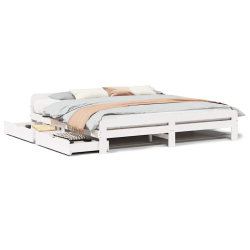 Berkfield Bed frame without Mattress White 200x200 cm Solid Wood Pine 1