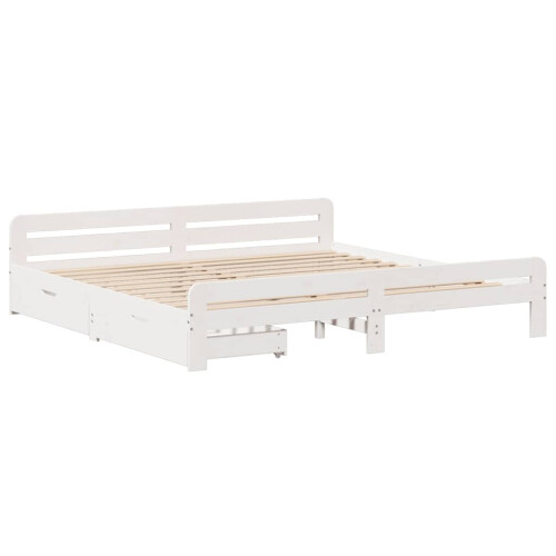 Berkfield Bed frame without Mattress White 200x200 cm Solid Wood Pine 2