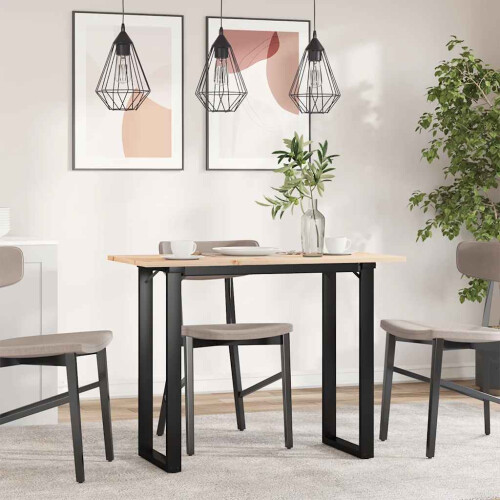 Berkfield Dining Table O-Frame 100x50x75 cm Solid Wood Pine and Steel 2